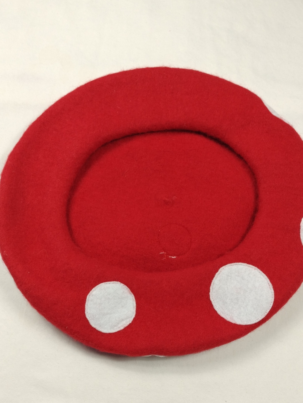 Mushroom Polka Dot Beret with White Dots One Size. #33 - Picture 4 of 6